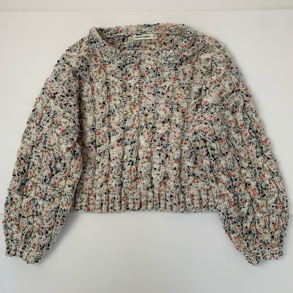 Moon & Madison Confetti Chunky Knit Cropped Sweater S